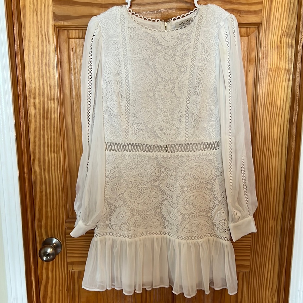 Aura white long sleeve mini dress